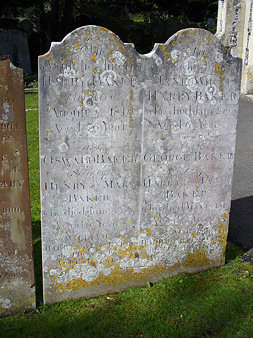 Harry Baker 1819 and family. Headstone next to their vault south of the church porch. 